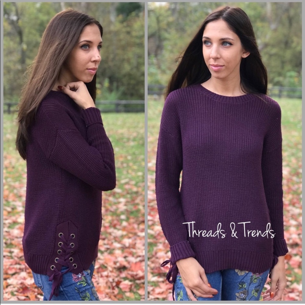 Lace Up Knit Sweater