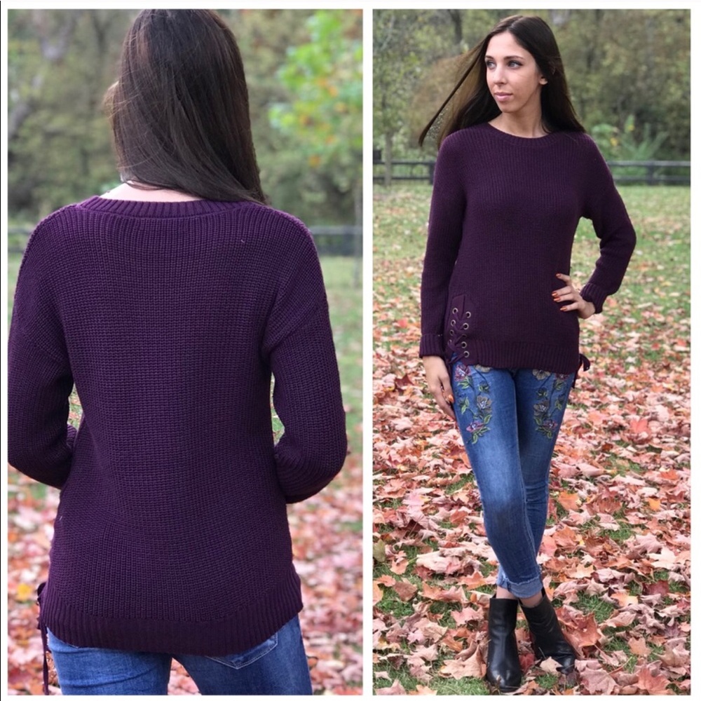 Lace Up Knit Sweater - Picture 2 of 6