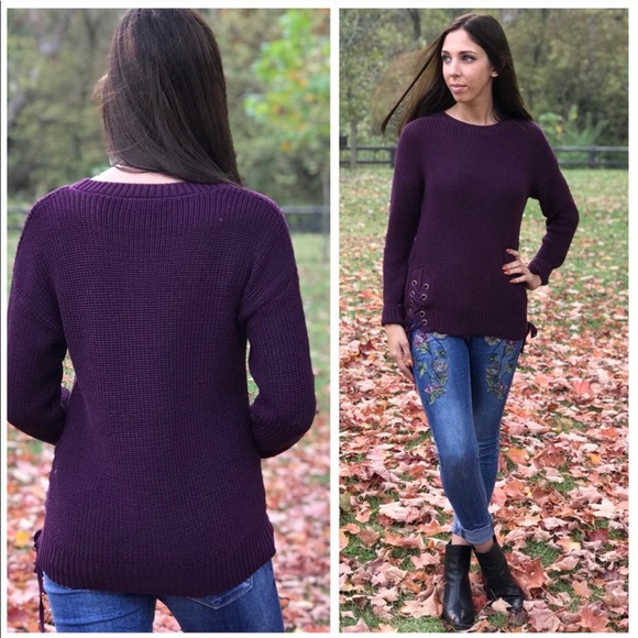 Lace Up Knit Sweater - Picture 2 of 6