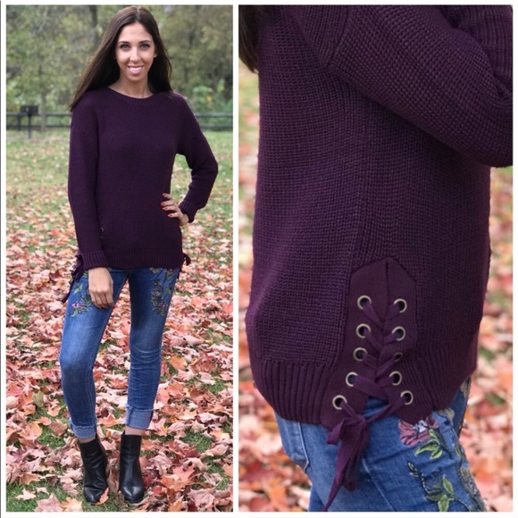 Lace Up Knit Sweater - Picture 3 of 6
