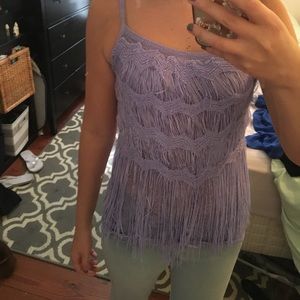 Purple fringe tank top