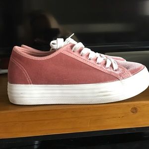 Qupid pink velvet shoes
