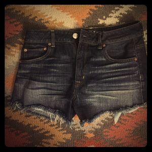 Jean shorts. lightly frayed at bottom