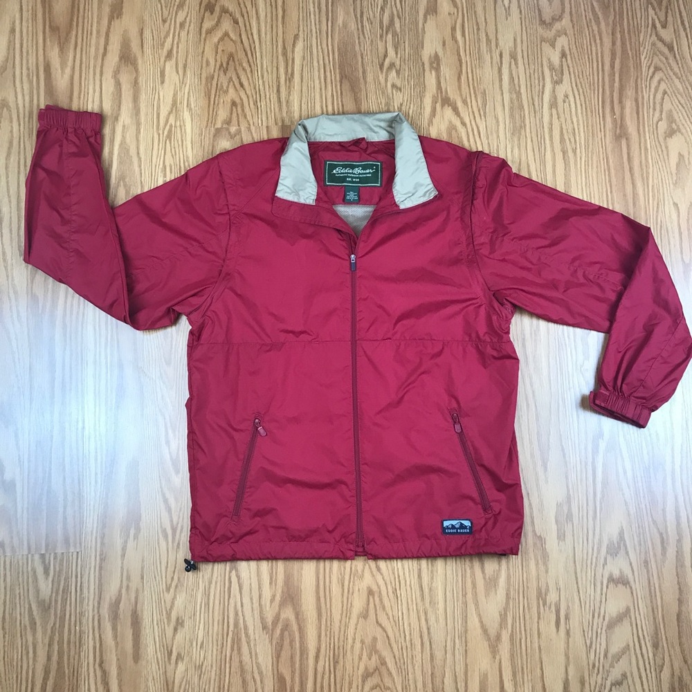 Mens Eddie Bauer Red Windbreaker Vest Small Jacket