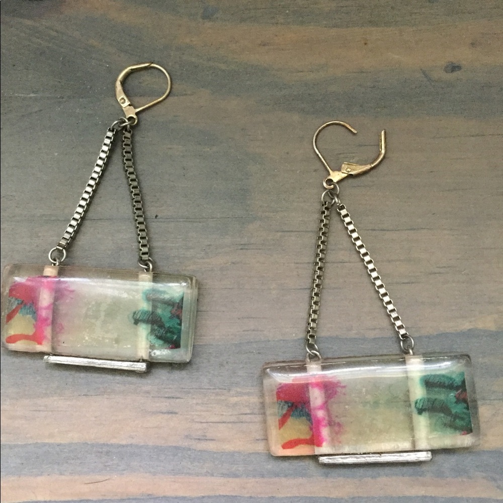 Anne Marie Chagnon Hand Painted Resin Earrings