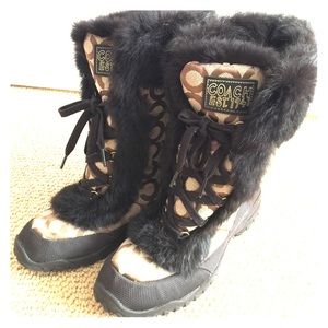 Coach signature jennie brown fur boots