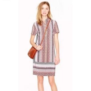J.Crew pink geo silk shirt dress