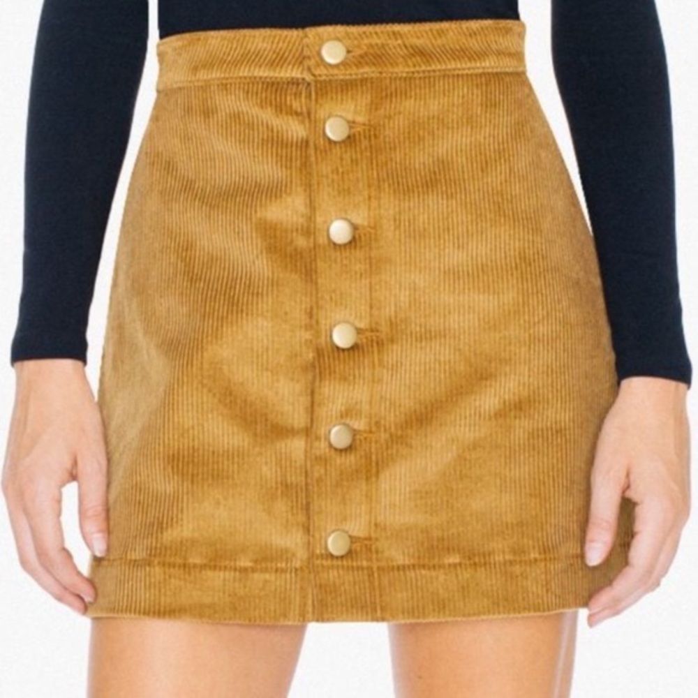 american apparel corduroy button up skirt
