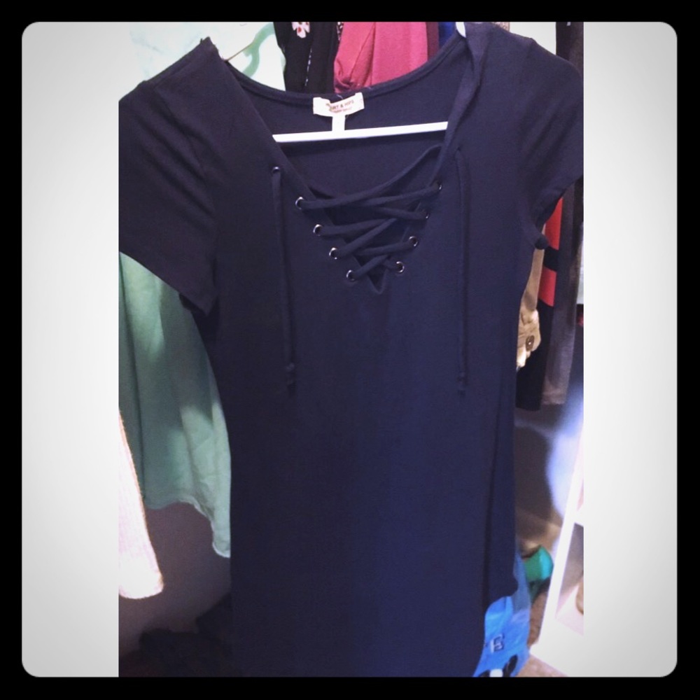 Lace up t-shirt dress