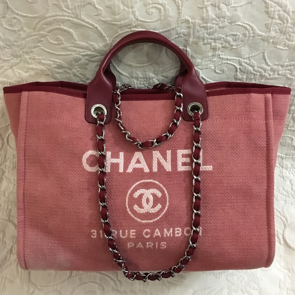 Chanel Tote Deauville Large Red Canvas SOLD