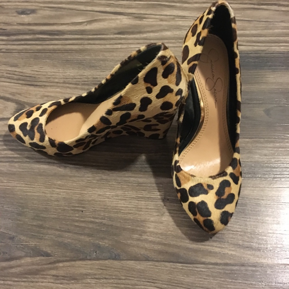 Jessica Simpson Leopard Print Wedges