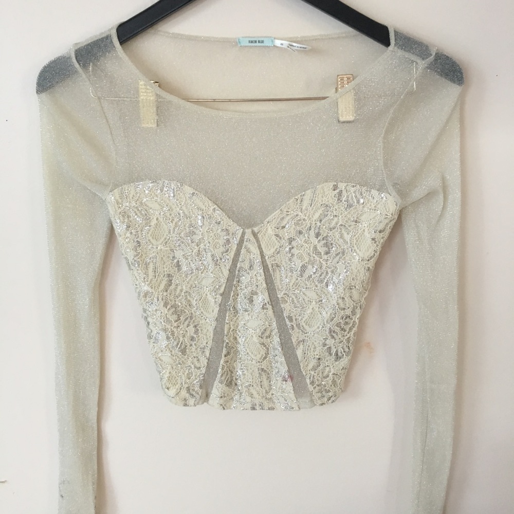 Mesh sparkled crop top