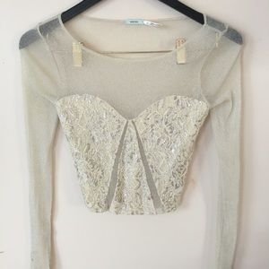 Mesh sparkled crop top