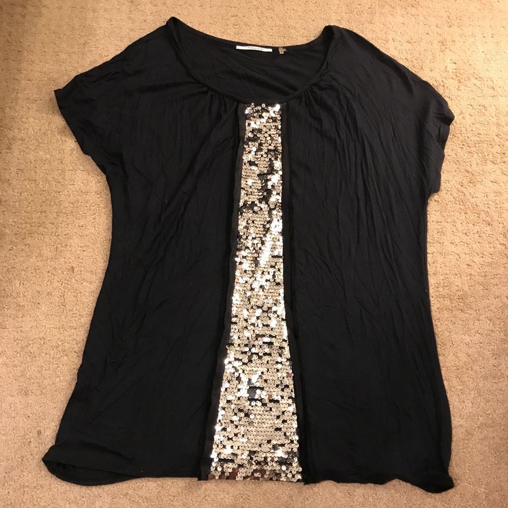 Navy top with silver sequins