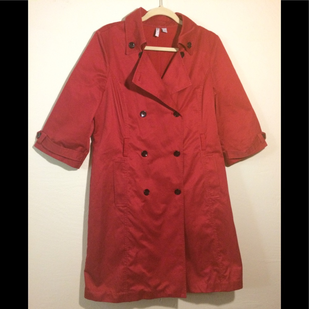 Lady in Red Rain Jacket button front