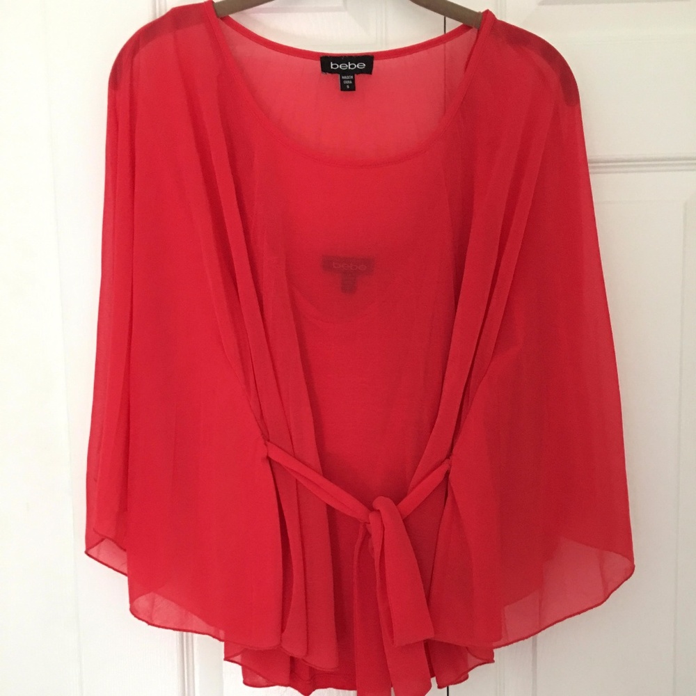 Bebe Red Pleated Top