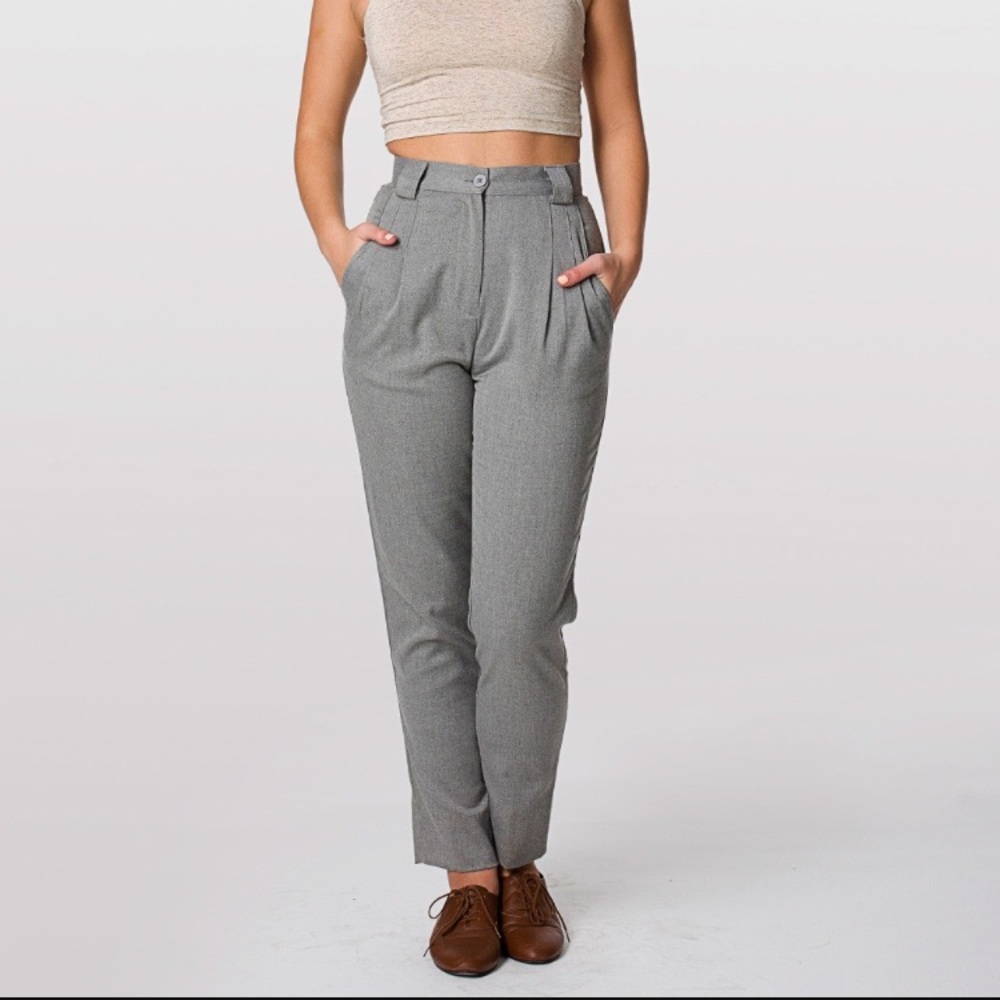 American Apparel high waisted twill pants. IN TAN.
