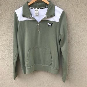 ✨ VS PINK GREEN FLORAL QUARTER ZIP ✨