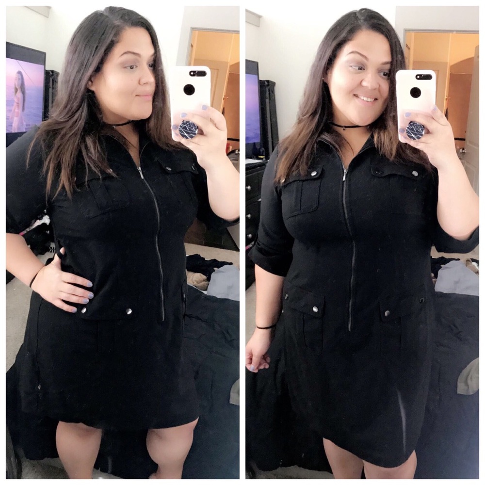 Black zip up dress