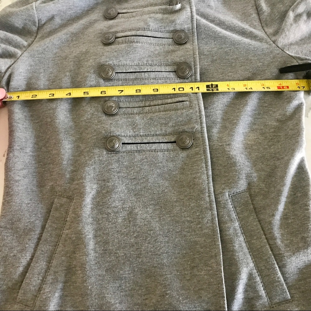 Express Military Band Comfy Button Up Gray Stretc… - image 5