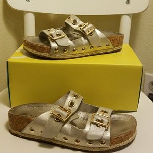 Metallic birkenstock style sandal