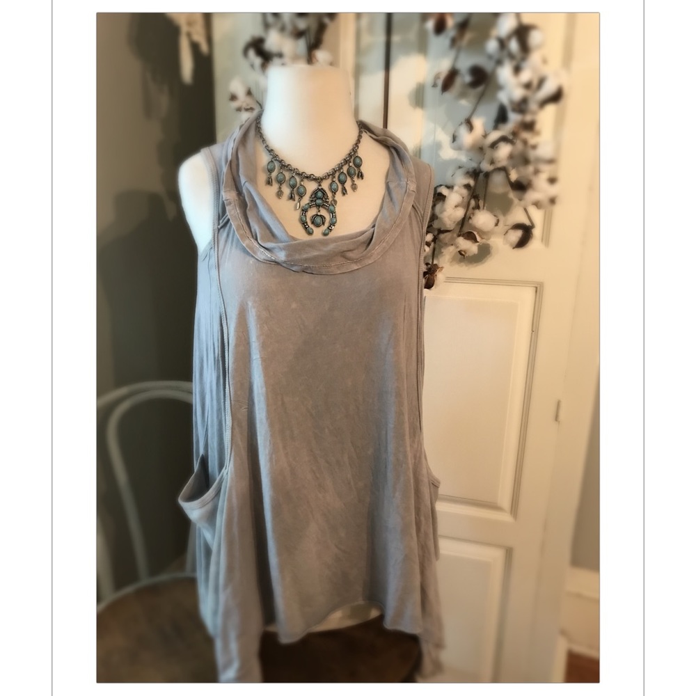 Beautiful chalet stone washed Grey cowl tunic top