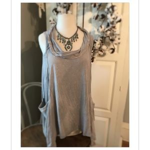 Beautiful chalet stone washed Grey cowl tunic top