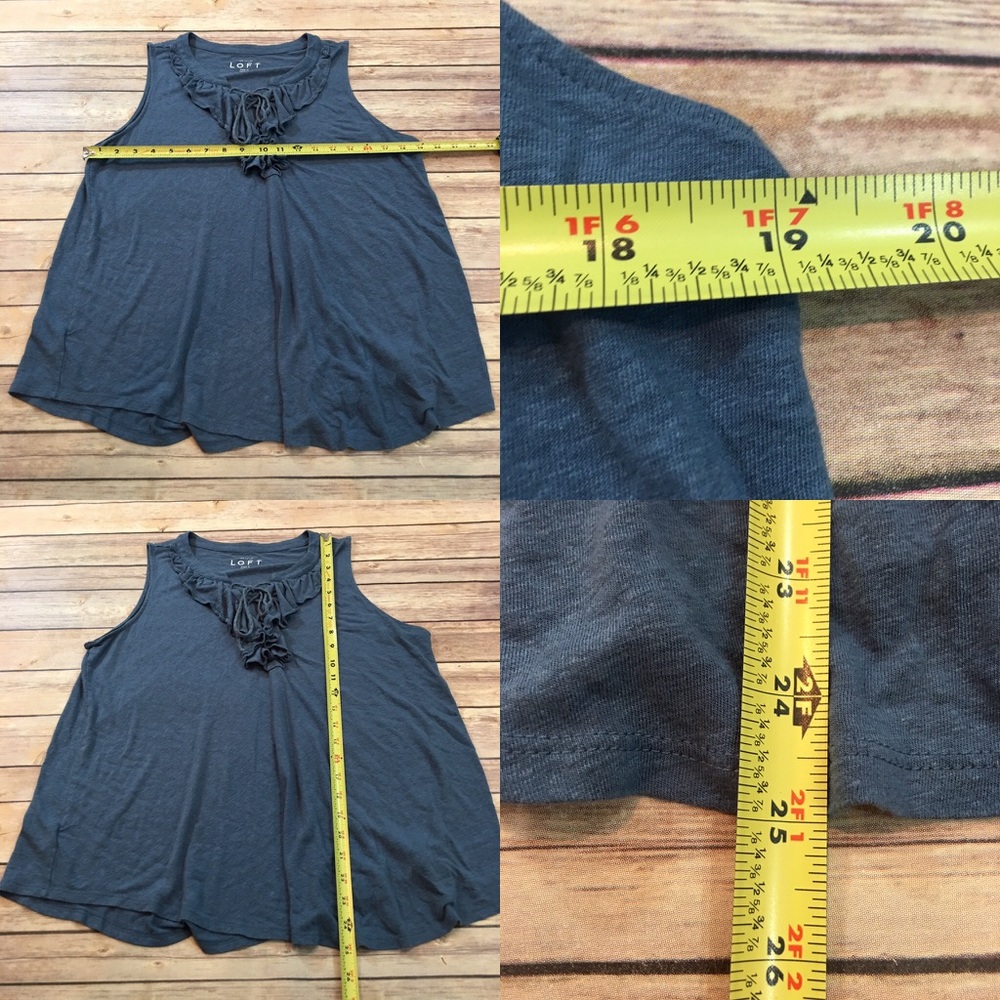 SOLD Medium LOFT Sleeveless Ruffle Loose Fit Top - Picture 2 of 8