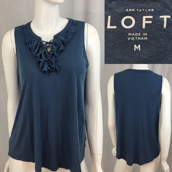 LOFT Tops - SOLD Medium LOFT Sleeveless Ruffle Loose Fit Top
