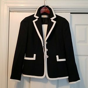 Navy blue and white suit - pants and jacket