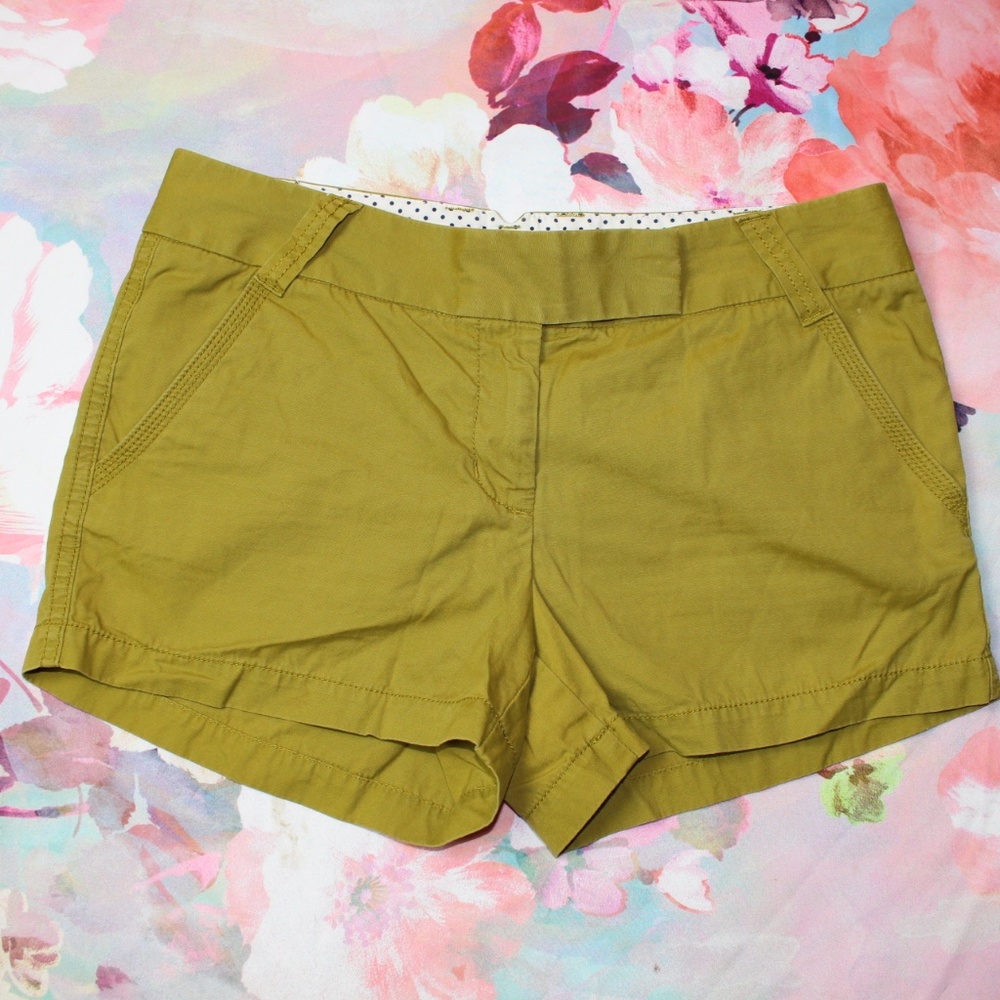 J. Crew Pea Green 3" Inseam City Fit Chino Shorts