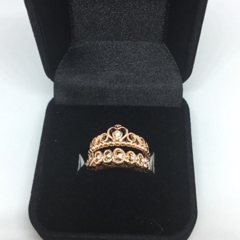 Rose gold Crown Ring With heart band