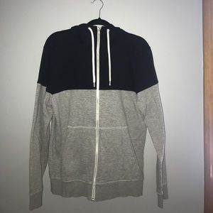 H&M Navy Blue and Gray Hooded Zip Up