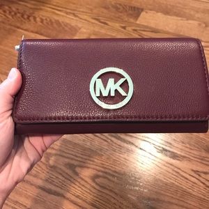 NWT Leather Carryall Merlot Michael Kors Wallet