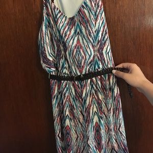 Patterned maxi dress with belt