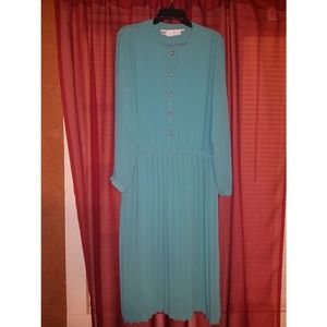 VINTAGE Turquoise blue midi dress