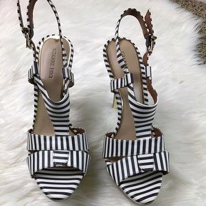 Gianni Bini Navy & White Striped Heels