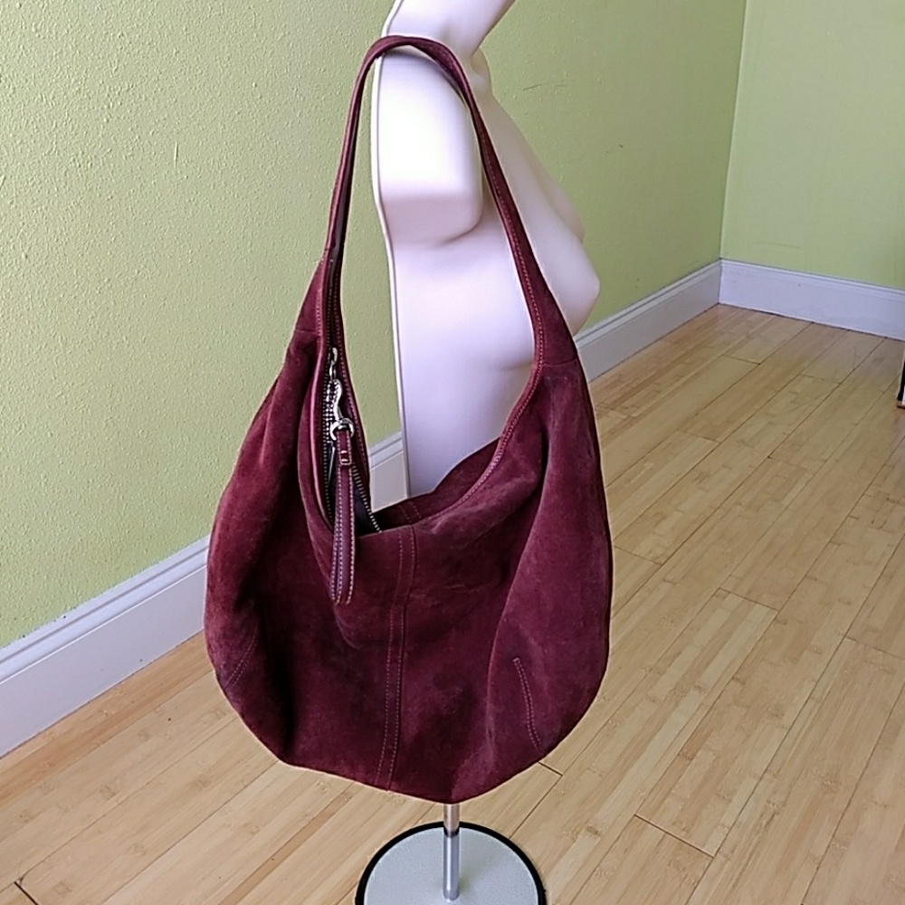 Coach burgundy suede hobo bag
