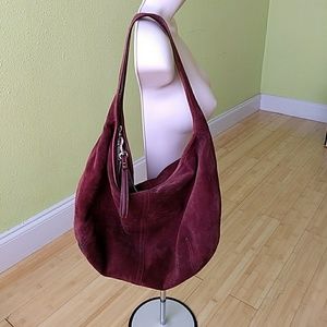 Coach burgundy suede hobo bag