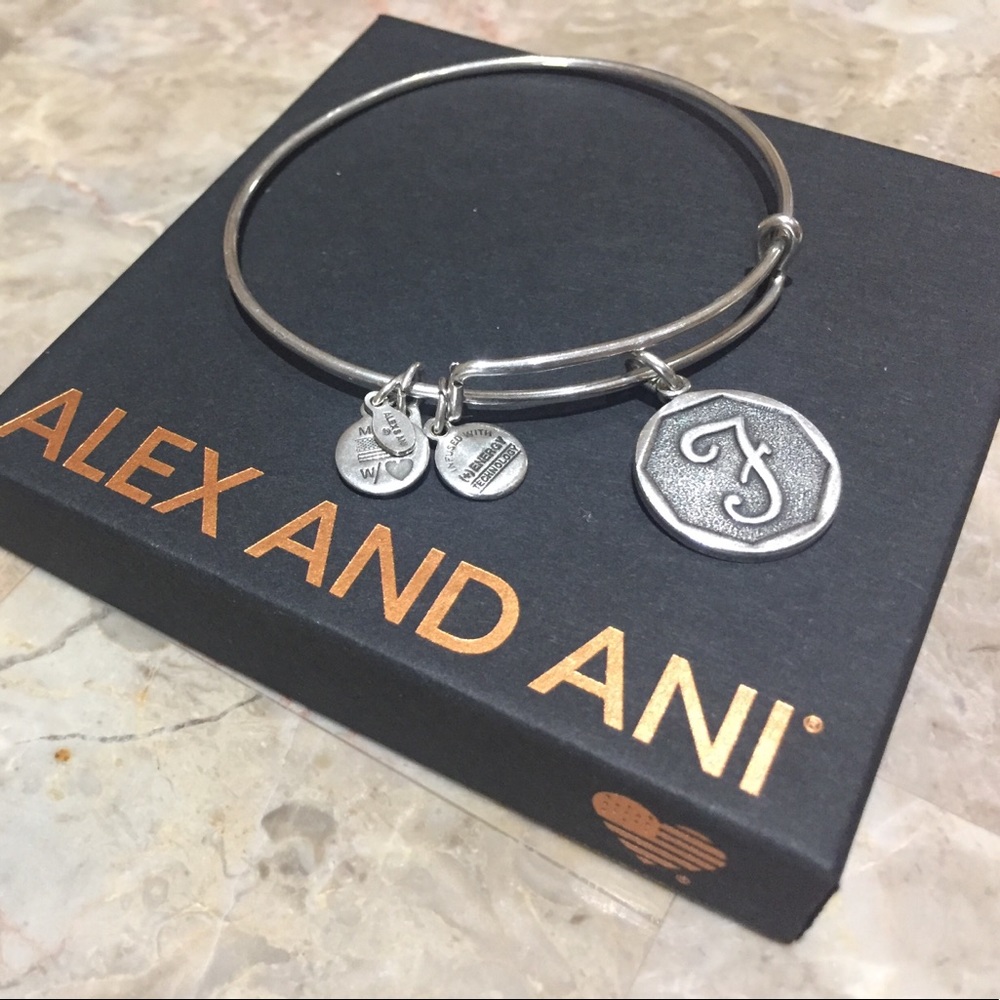 ALEX AND ANI- "Monogram Initial F" Silver Charm