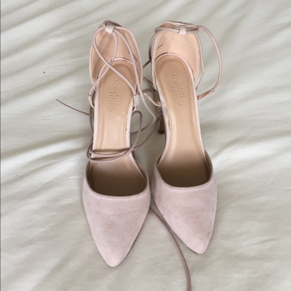 Blush Pointed Toe Lace Up Heels