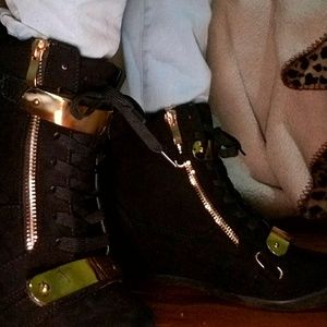 Black and gold sneakers / wedges