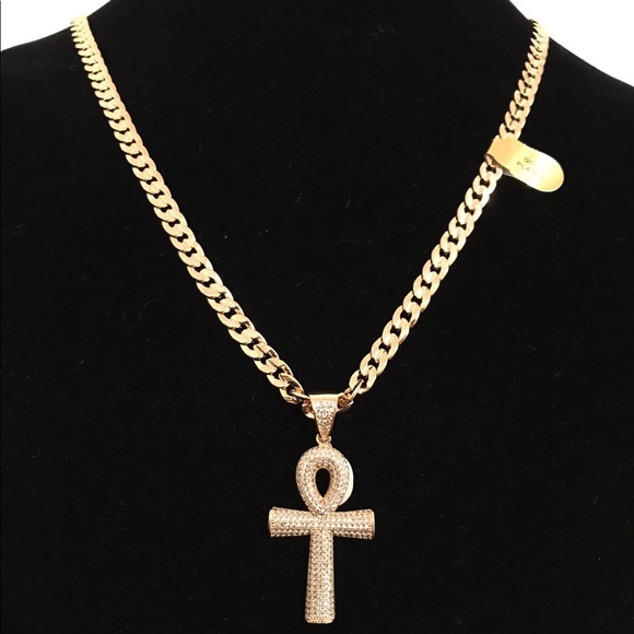 Other - Men's 14K Gold Tone Stamped Chain&925 Stamped ANKH