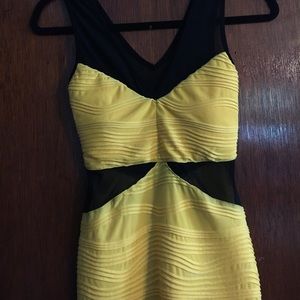 Yellow and black form-fitting dress