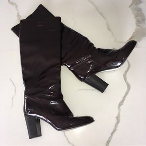 CHANEL ~ rare brown patent leather knee high boot CHANEL ~ rare brown patent leather knee high boot