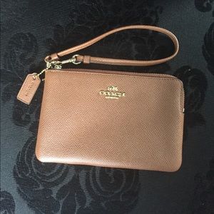 Brown Leather Coach Wristlet