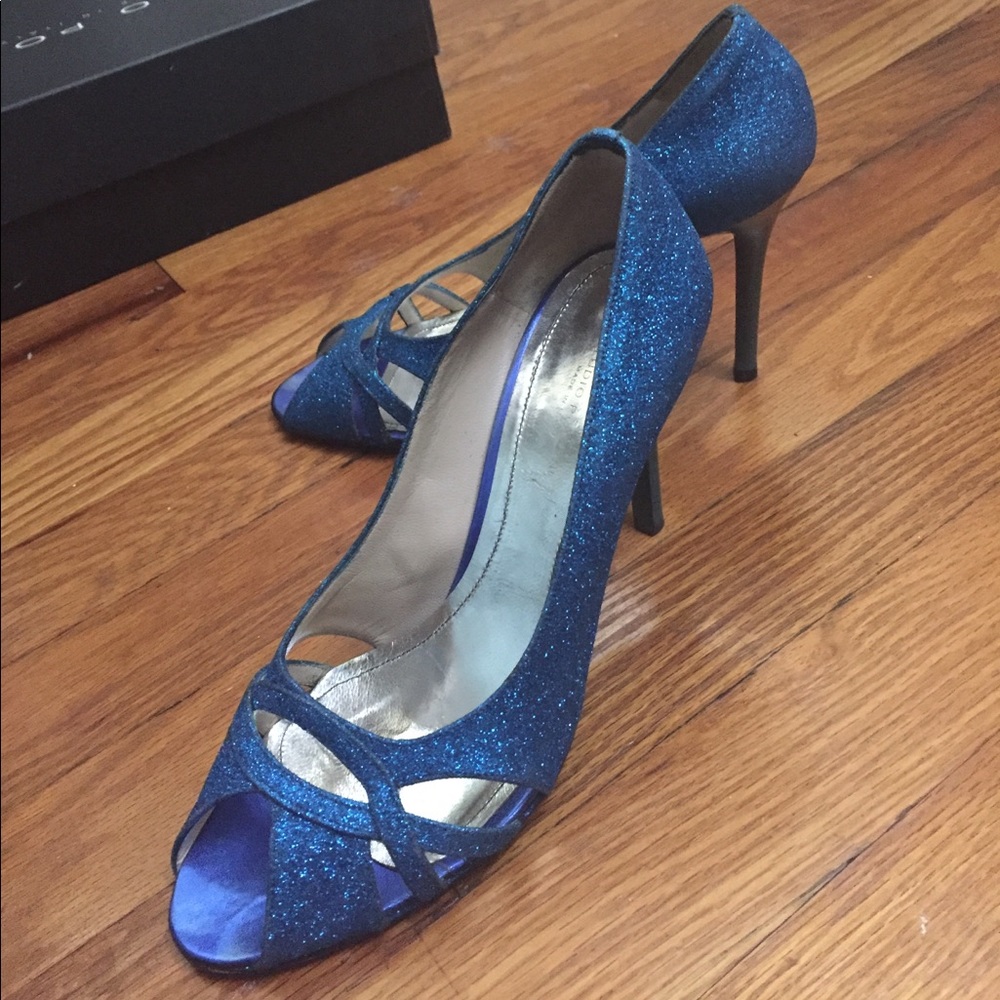 Studio Pollini Blue Glitter size 7.5 Stilettos