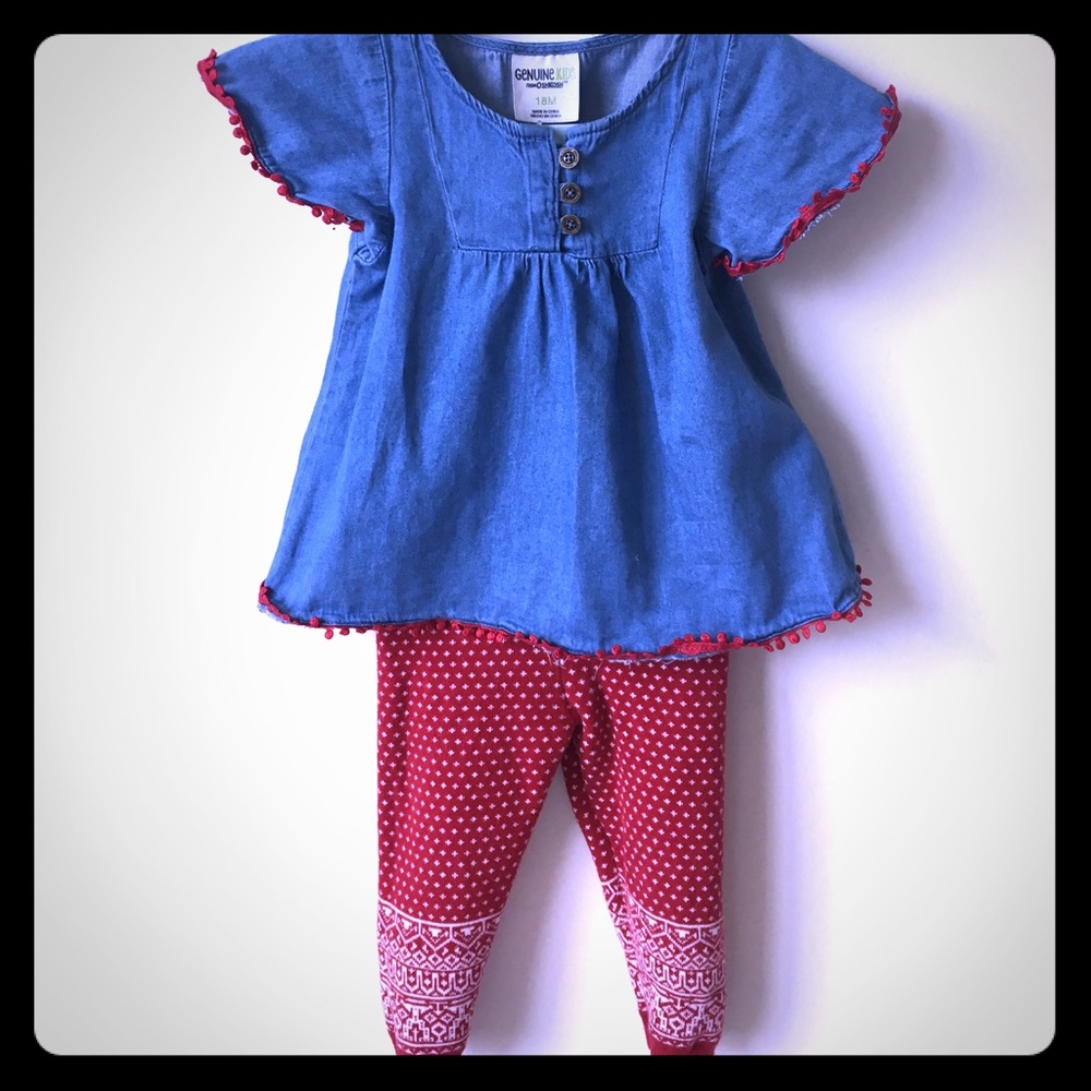 Osh kosh denim top/knit pants 18mths worn 2 times