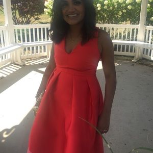 Flowy baby doll Anthropologie dress red and pink