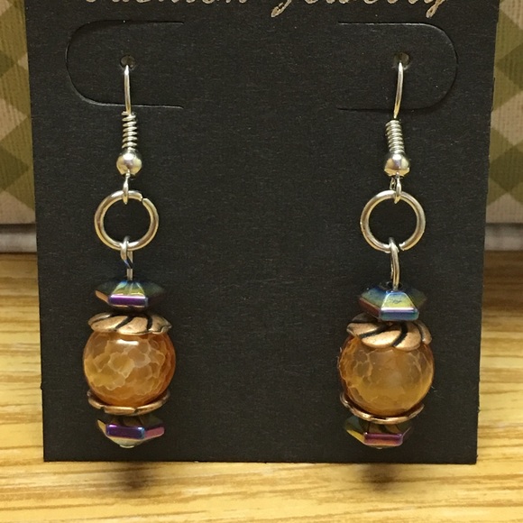 Fall Handmade Fish Hook Earrings - Picture 4 of 6